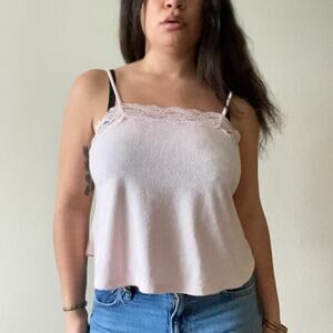 y2k vintage 2000s honeydew babydoll terry cloth tank pastel pink cami